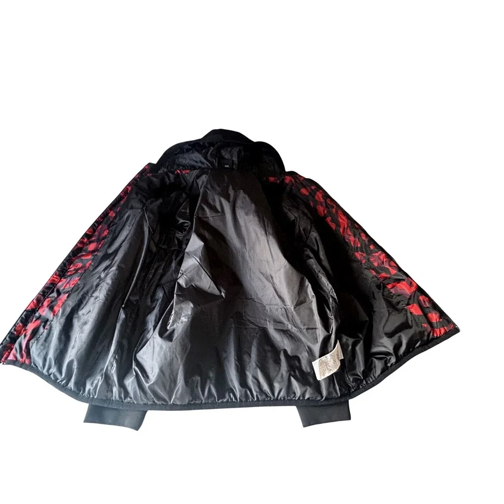 Jordan Kids Quilted Hooded Jacket‎ Red Black Floral Print Logo Size XL